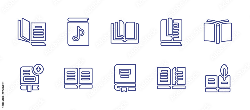 Literature line icon set. Editable stroke. Vector illustration. Containing reading book, music, open book, book, poetry.