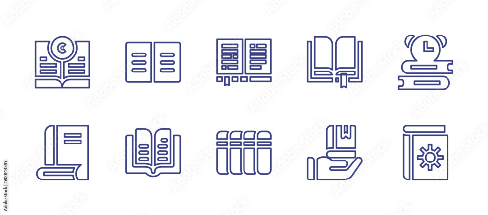 Literature line icon set. Editable stroke. Vector illustration. Containing copyright, open book, book, literature, books, education.