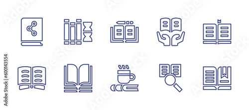 Literature line icon set. Editable stroke. Vector illustration. Containing book, science, writting, literacy, read, learning, reading, search.