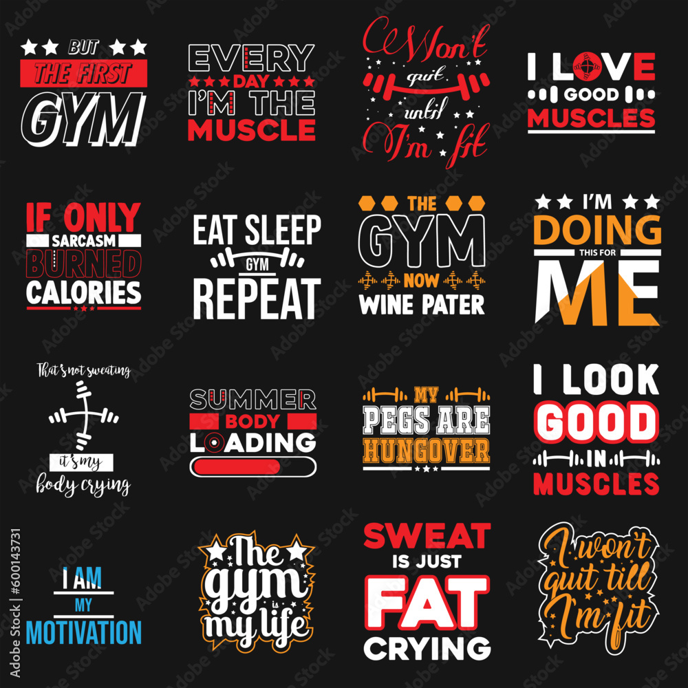 Gym t shirt design bundle