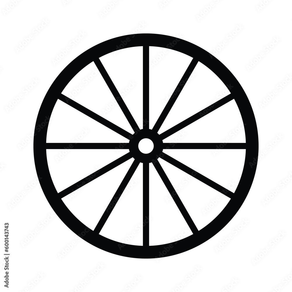 Wood Tire Silhouette. Black and White Icon Design Elements on Isolated White Background