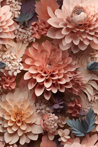 Delicate Pink 3D Floral Seamless Paper Patterns - Generative AI