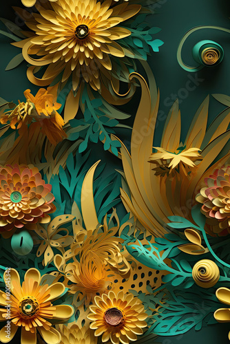 Chic 3D Floral Seamless Paper Patterns - Generative AI