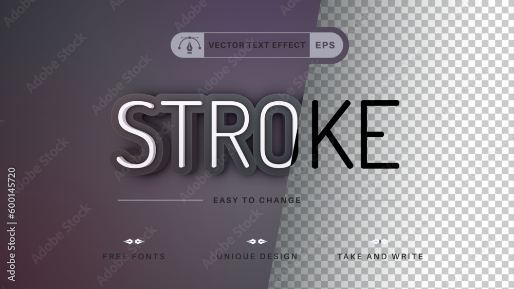 Obraz premium Stroke - Editable Text Effect, Font Style