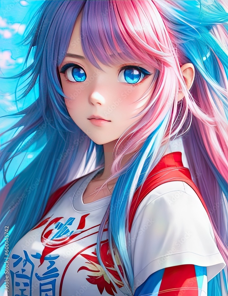 Fototapeta premium The most cutest Waifu | Cute Anime Girl | Gorgeous anime girl portrait | Generated by ai Generative