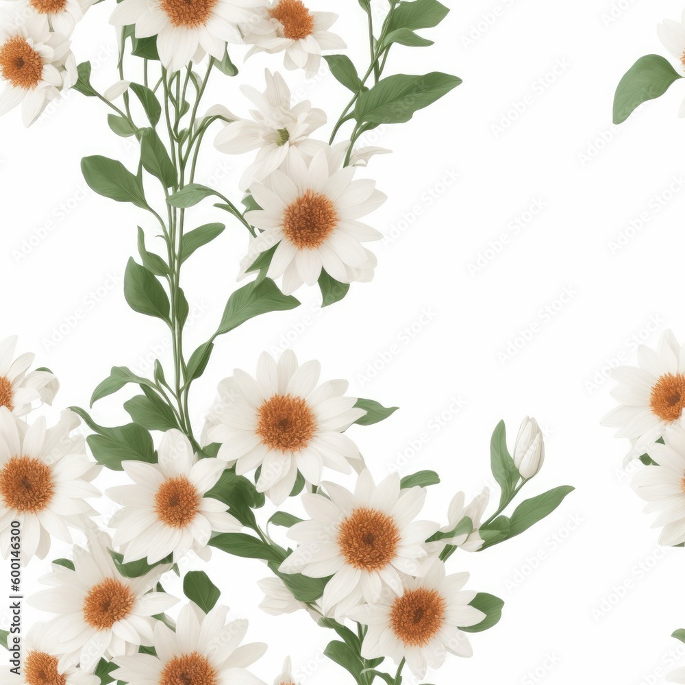 Flowers seamless pattern. Created by a stable diffusion neural network.