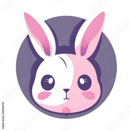 Cute Pink Rabbit Cartoon, Perfect for logos, clothing, and stickers, this design features a friendly pink rabbit