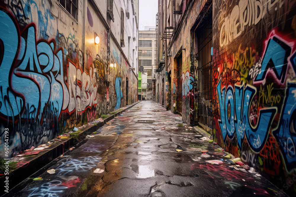 Fototapeta premium Paint sprayed in alleys