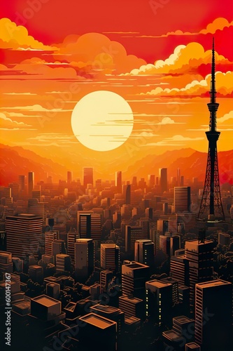 sunset over tokyo