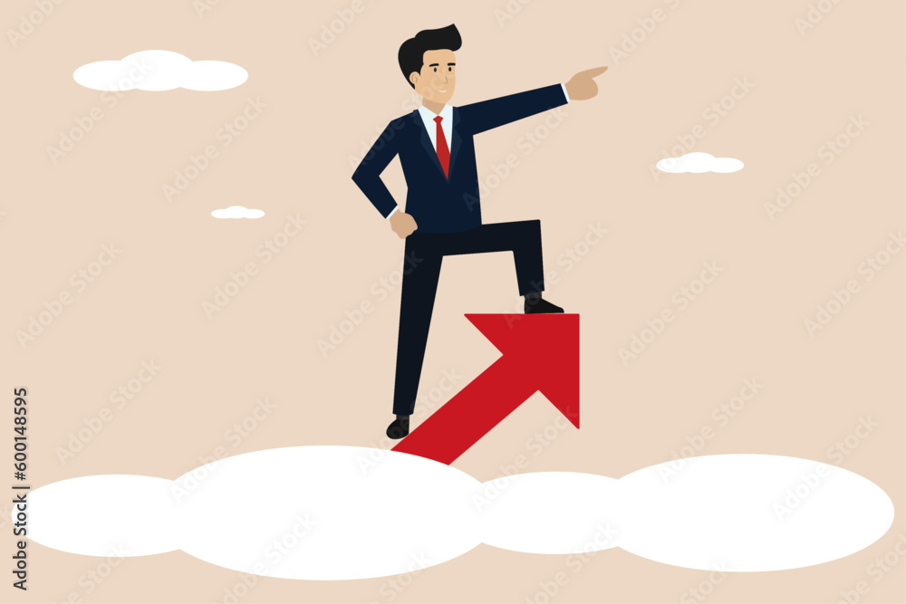 Professional businessman walking up to reach goal. Professional businessman walking up to reach goal.