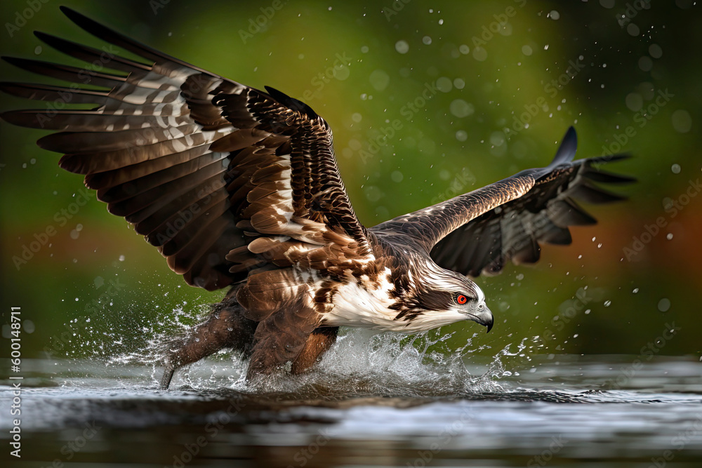 Fototapeta premium An amazing picture of an osprey or sea hawk trying to hunt