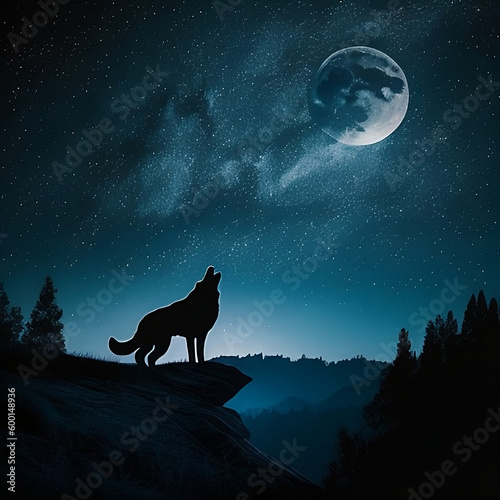 wolf howling at the moon