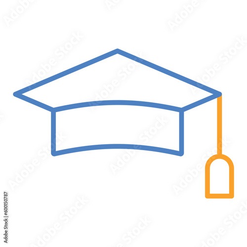 Graduation Hat Blue & Orange Line Icon