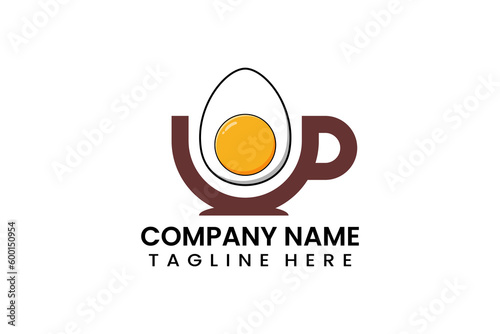 Flat coffee cup egg boiled logo icon template vector design illustration