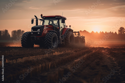 Combine harvester harvests ripe wheat field. Agricalture concept. AI Generation. Generative AI