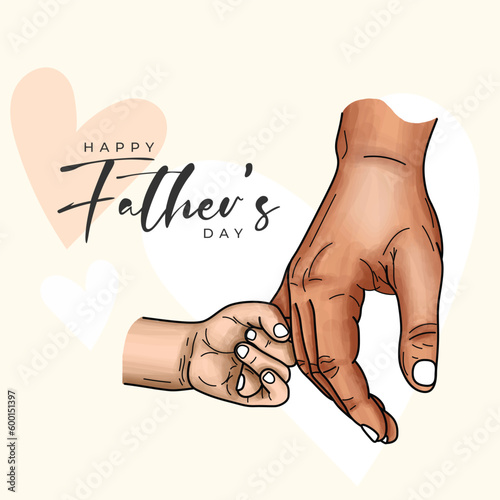 Happy Fathers day Fathers hand holding newborn baby fingers