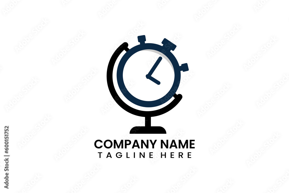 Flat globe travel time logo icon template vector design illustration Flat globe travel time logo icon template vector design illustration