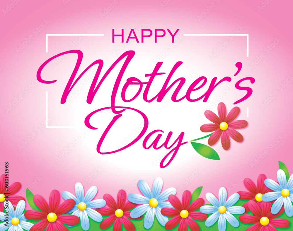 Happy Mother's Day card. Flowers. Vector illustration 3.