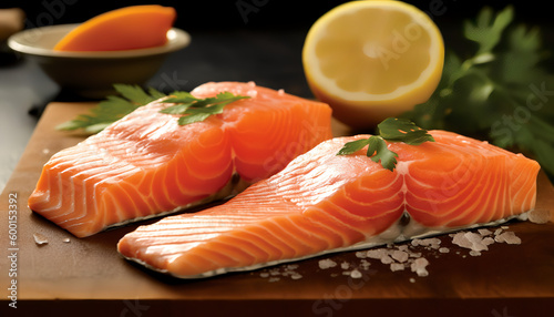 Dive into the deliciousness of our fresh raw salmon steak - a mouth-watering treat for seafood lovers everywhere!