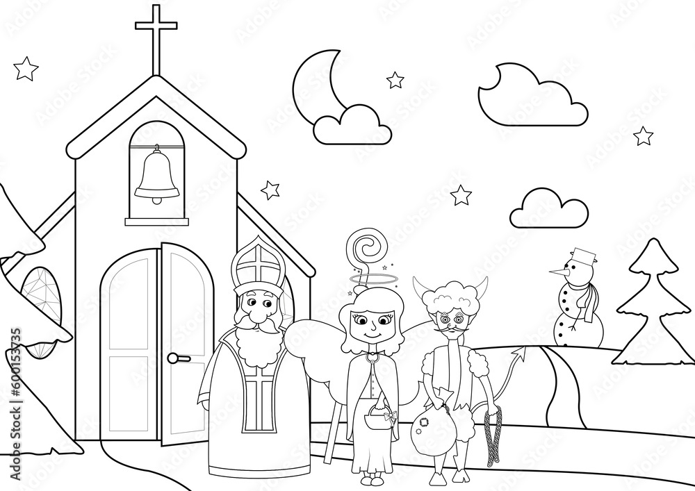children's coloring books - devil, angel and Santa Claus children's coloring books - devil, angel and Santa Claus