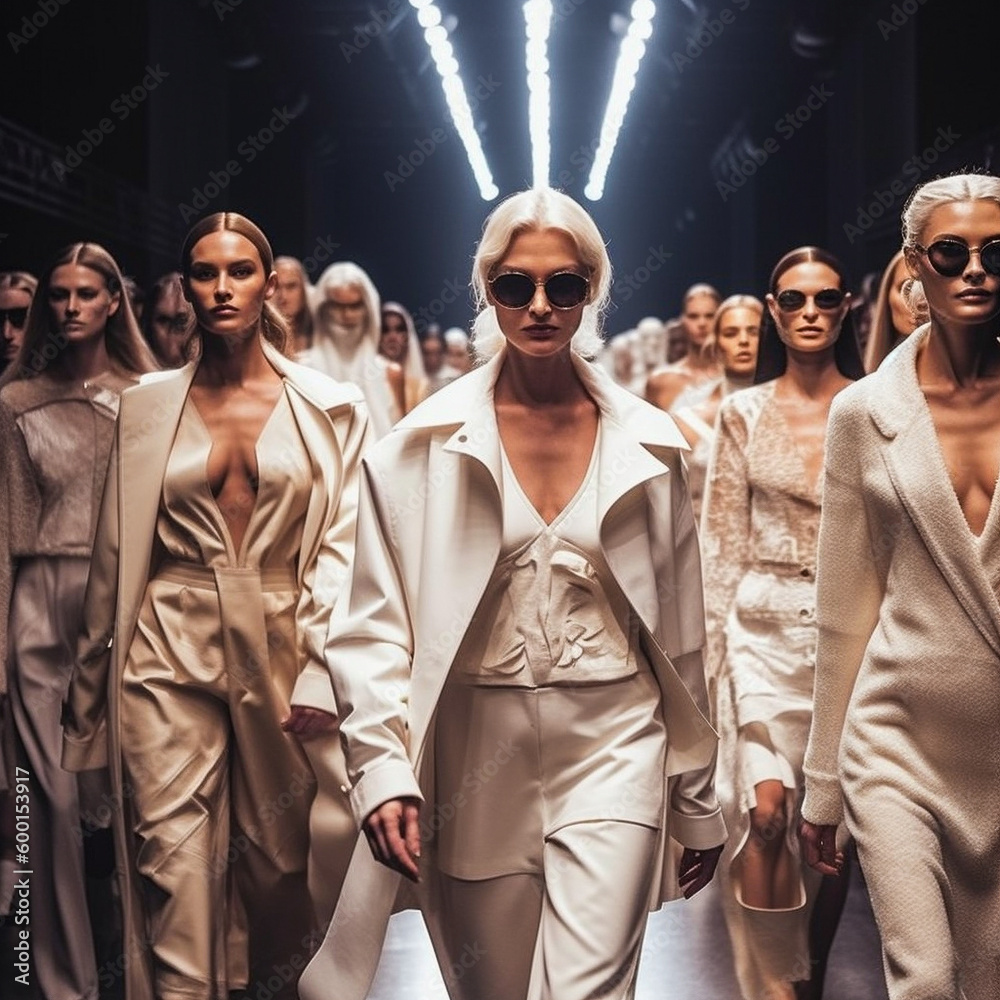 Fototapeta premium Women on the catwalk created with Generative AI technology