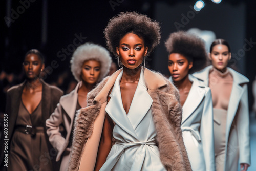 Women on the catwalk created with Generative AI technology
