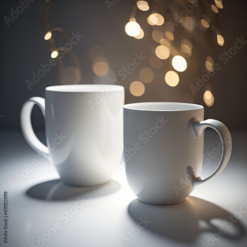 two white cup of coffee ,GENERATIVE AI