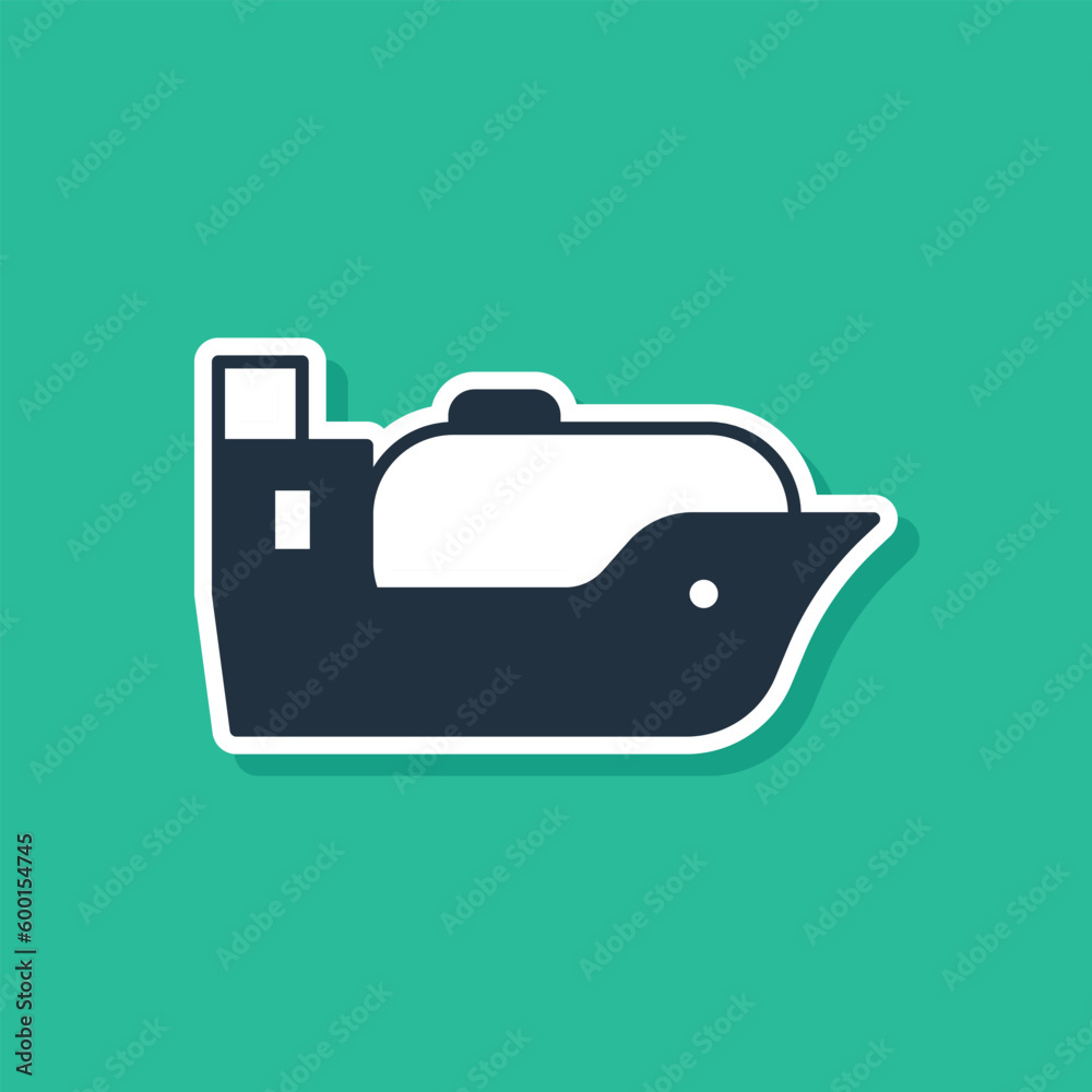 Blue Oil tanker ship icon isolated on green background. Vector Blue Oil tanker ship icon isolated on green background. Vector