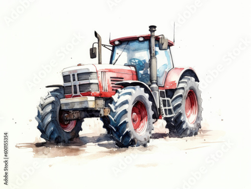 Watercolor farm tractor  generative ai