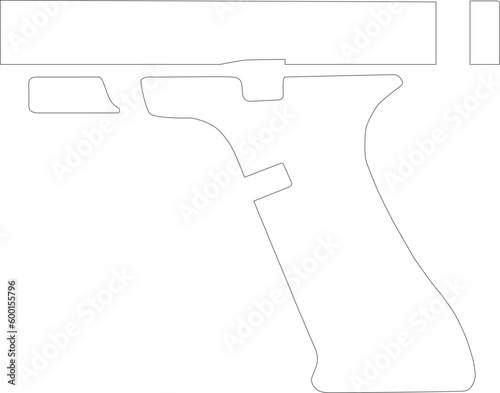 G22, G17, , Stippling Hand Gun SVG blank template outline or line art file for cnc laser cutting, wood, metal engraving, Cricut file, cnc router file, vinyl cutting, digital cutting machine file