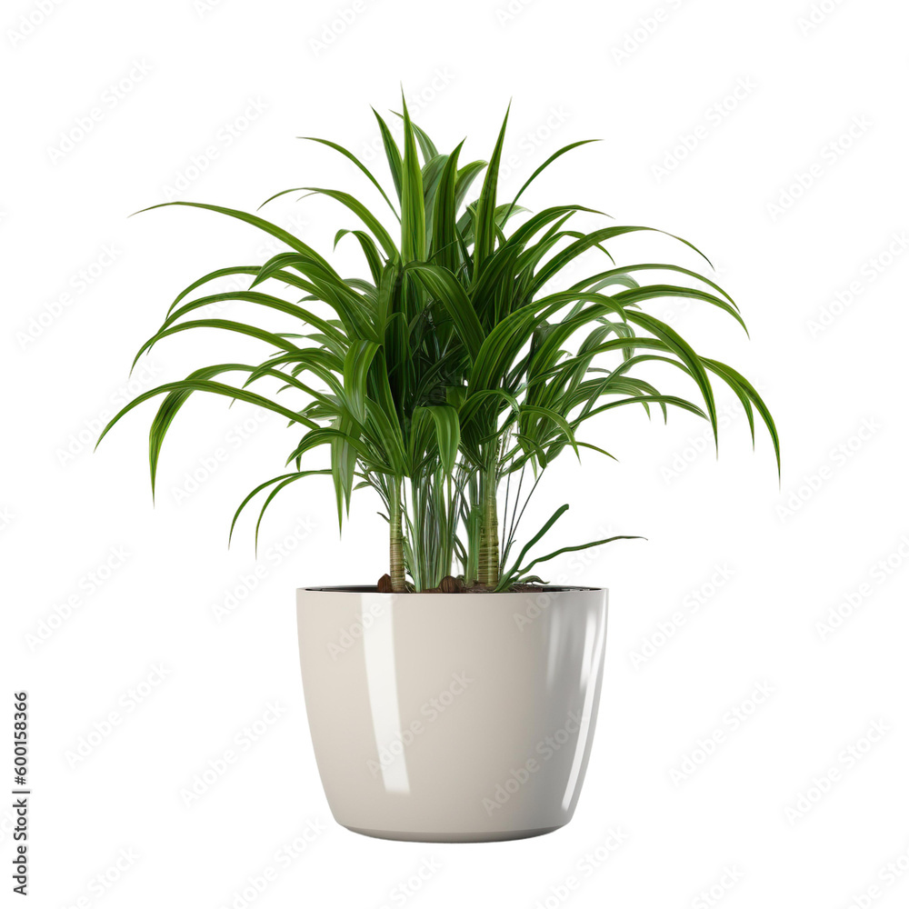 modern house plant with white pot on a transparent background, Generative Ai