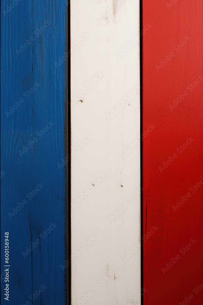 Abstract old Red White and Blue wood texture seen from above, France ...