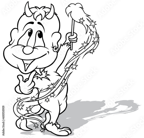 Drawing of a Devil with a B...