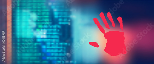 Digital Binary Code on Dark Red Background. Data Breach