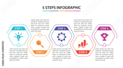vector abstract 5 step  paper infographic elements. Hexagon infographics Honeycomb design