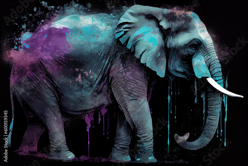 Beautiful elephant in purple til tones Generative AI