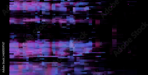 Trendy glitch pattern on dark background. Modern style vector. Abstract geometric elements
