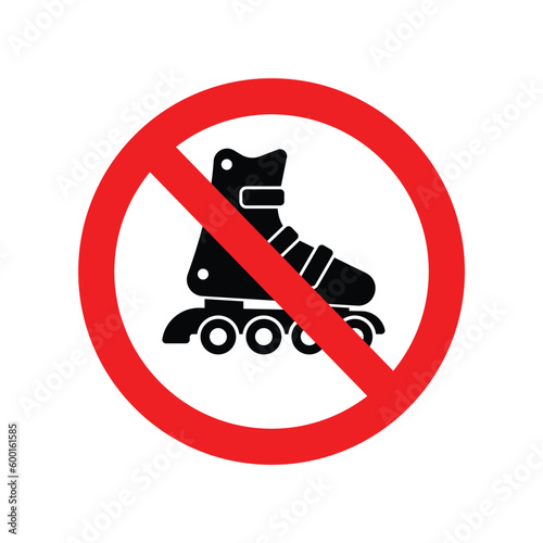 classic no inline skating sign in red circle