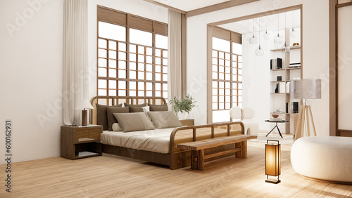 Minimalist wabi sabi interior mock up design  room muji sytle. 3D rendering.