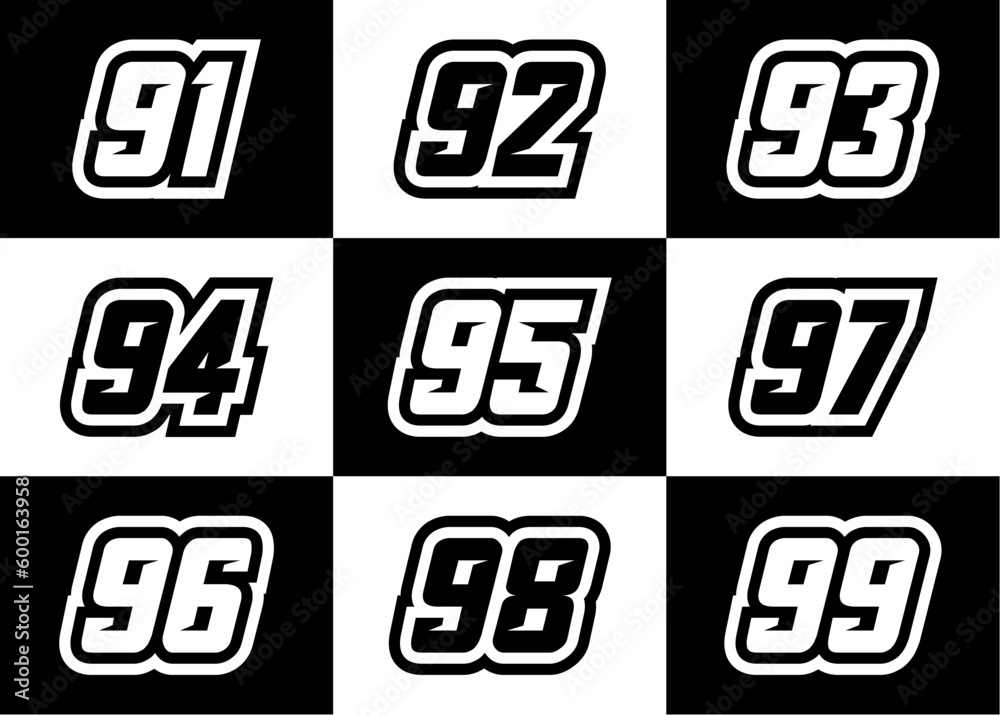 Racing Number, Set of Start Racing number, sport race number Racing Number, Set of Start Racing number, sport race number
