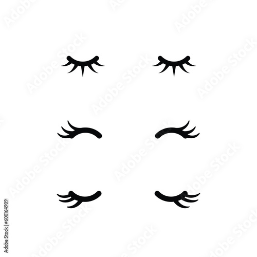 Unicorn eyelashes. Cartoon animal eyes icon set. Closed eyes. Vector illustration.