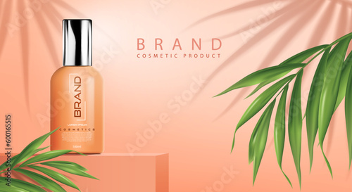 brand cosmetic product ad design template,vector 3D illustration design element,use for cosmetic product advertising and marketing banner.