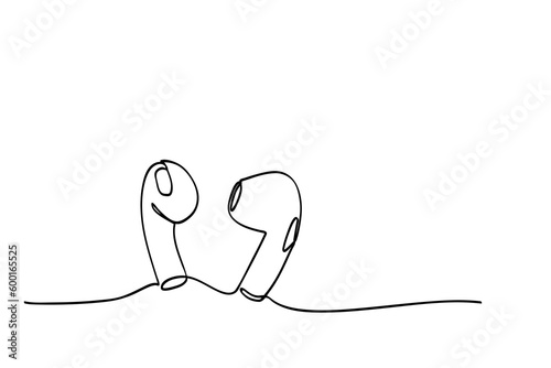 simple vector tws, wireless earphone, single one or continuous line
