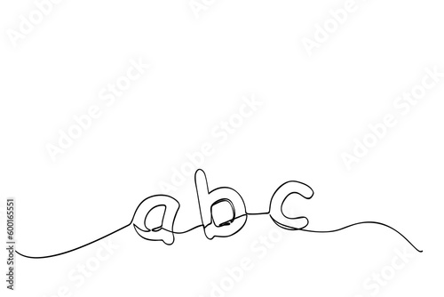 vector sketch alphabet lowercase a b c, single line for design element 