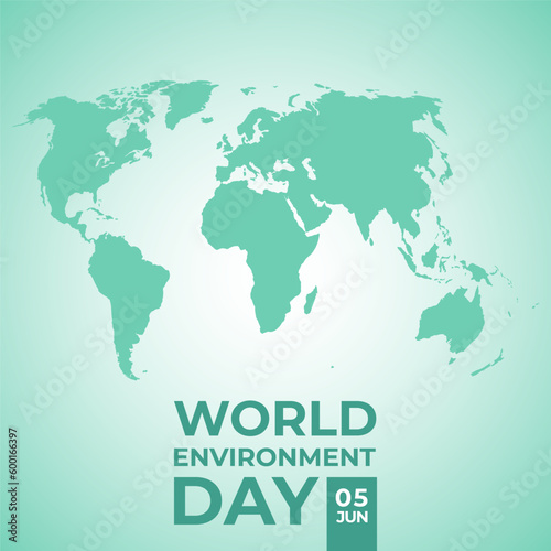 World environment day minimalist vector flat illustration. Poster  banner  card with the inscription day of the environment. EPS 10
