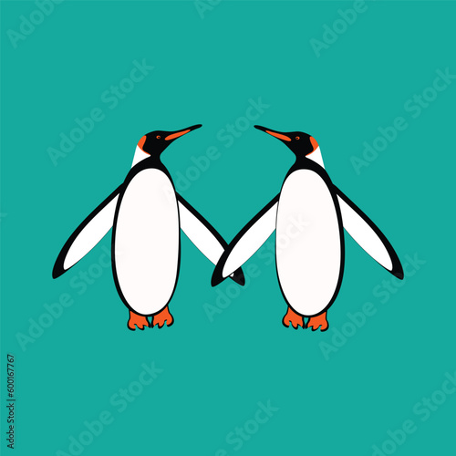 Penguins. Antarctica wildlife king penguins in cartoon style cold environment decent vector illustrations.