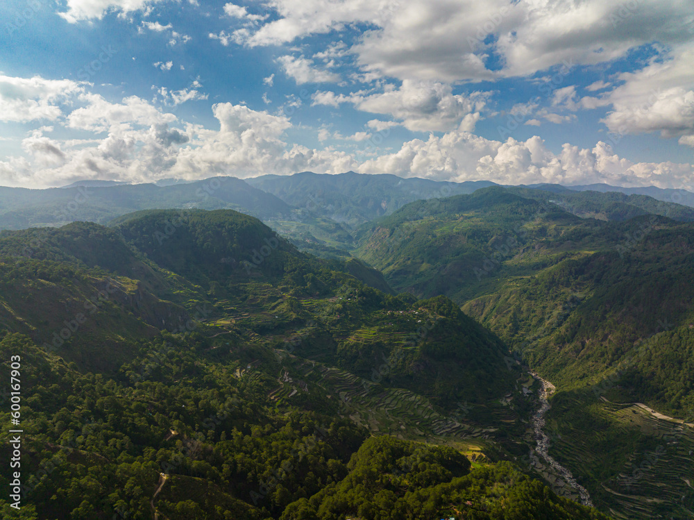 Top view of agricultural land and Rice terraces in the mountains. Philippines. Luzon. Top view of agricultural land and Rice terraces in the mountains. Philippines. Luzon.