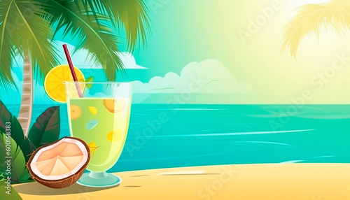 summer background with glasses of mojito and lime. High quality  Generative AI