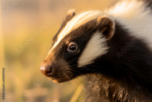 badger face, close up, ai generated 