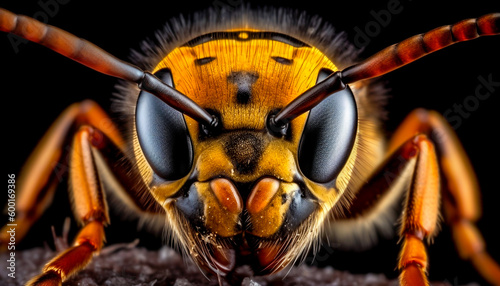 Wasp closeup image, ai generated 
